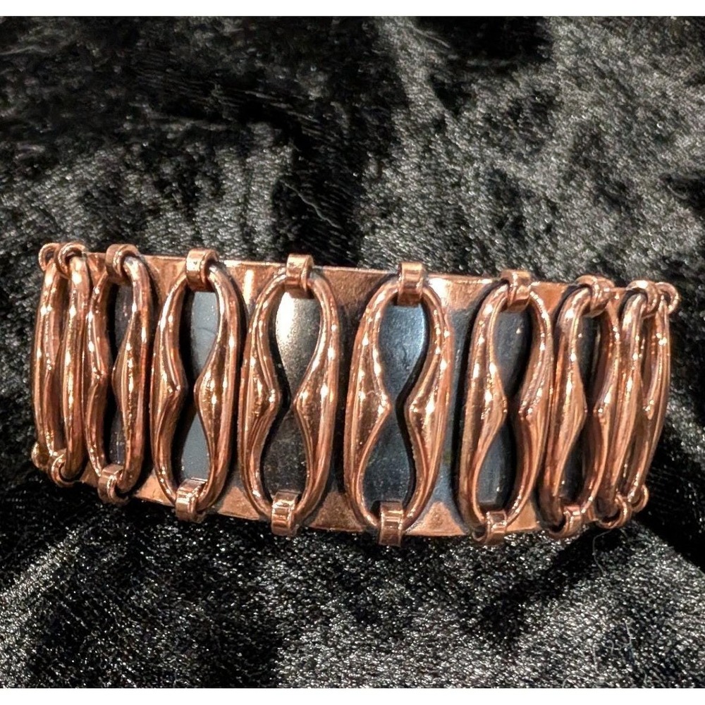 Renoir Vintage Copper Cuff Bracelet Mid Century Modern Wide Link Art Deco Style